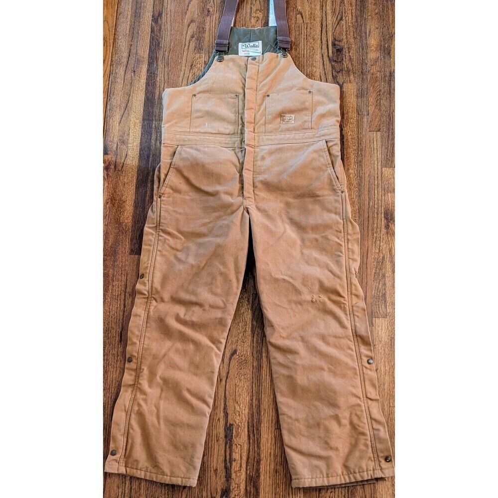 Vintage Walls Blizzard-Pruf Insulated Bib Overalls Men’s Large Workwear Brown